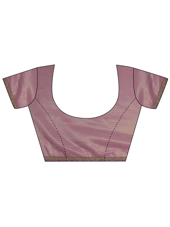 Purple Woven Design Net Saree With Unstitched Blouse Piece