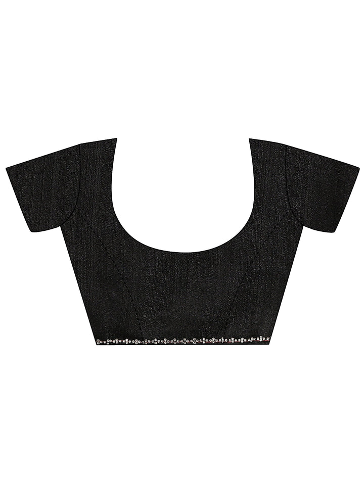 Black Ombre Solid Silk Blend Saree With Unstitched Blouse Piece