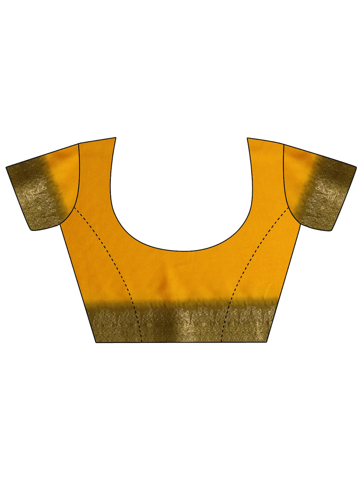 Mustard Woven Design Silk Blend Saree With Unstitched Blouse Piece