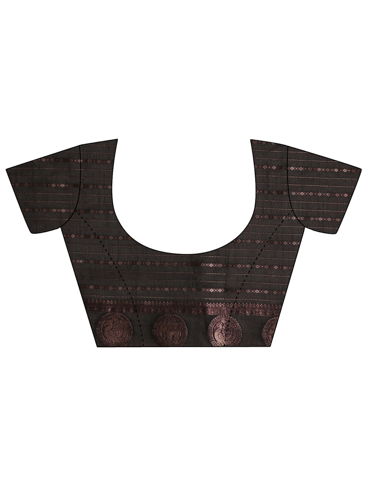 Red Ethnic Motifs Woven Design Silk Blend Saree With Unstitched Blouse Piece