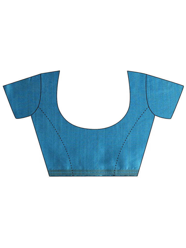 Blue Ombre Solid Silk Blend Saree With Unstitched Blouse Piece