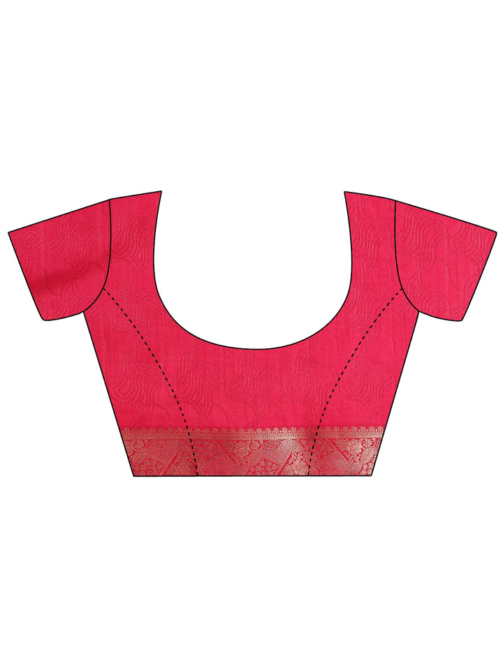 Pink Paisley Printed Silk Blend Saree With Unstitched Blouse Piece