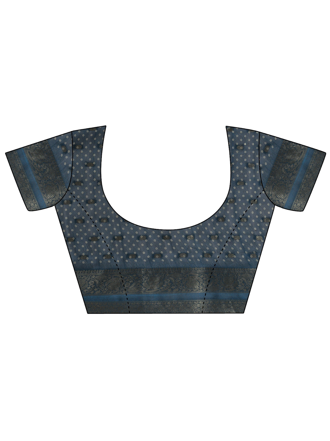 Navy Blue Floral Printed Silk Blend Saree With Unstitched Blouse Piece