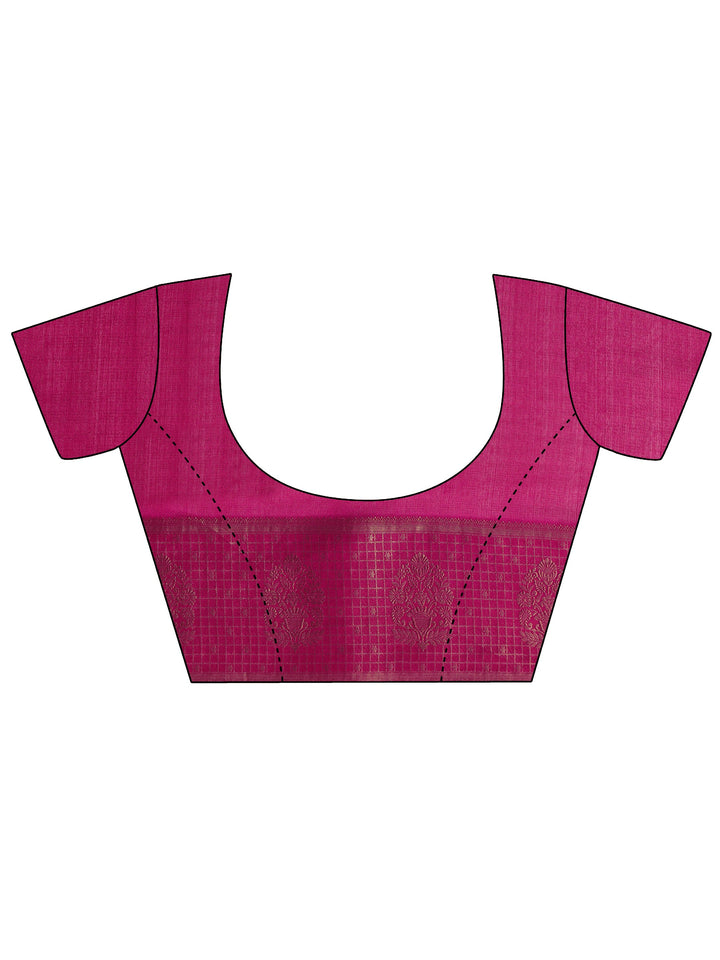 Pink Floral Printed Silk Blend Saree With Unstitched Blouse Piece