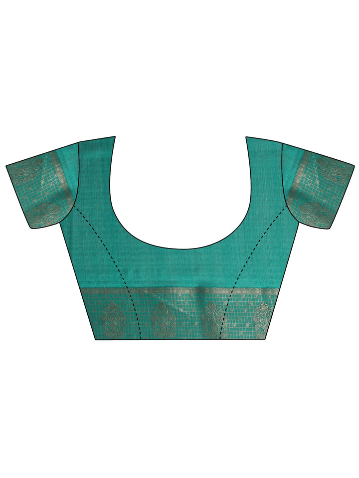 Green Floral Printed Silk Blend Saree With Unstitched Blouse Piece