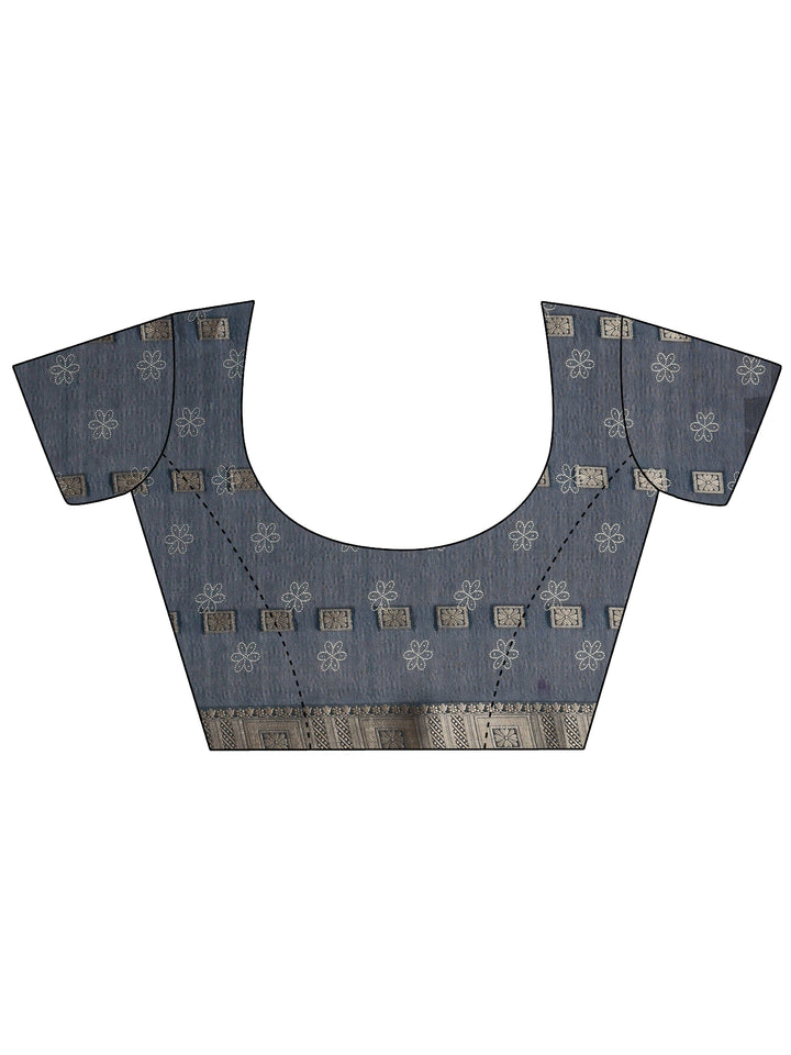 Navy Blue Bandhani Printed Silk Blend Saree With Unstitched Blouse Piece