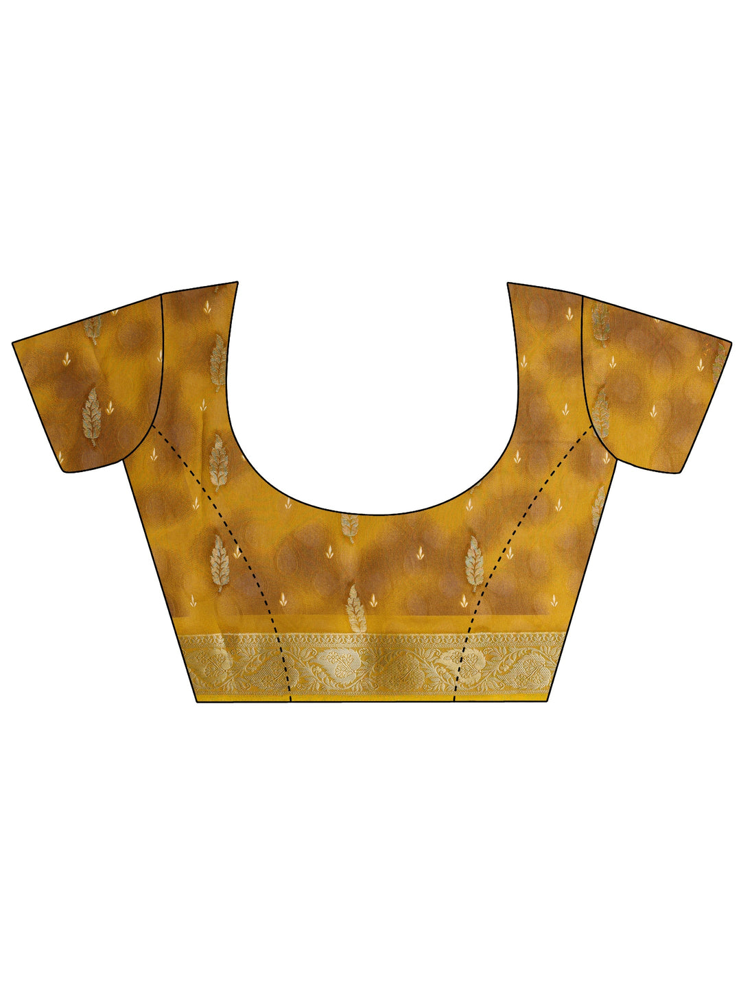 Mustard Floral Printed Silk Blend Saree 
With Unstitched Blouse Piece