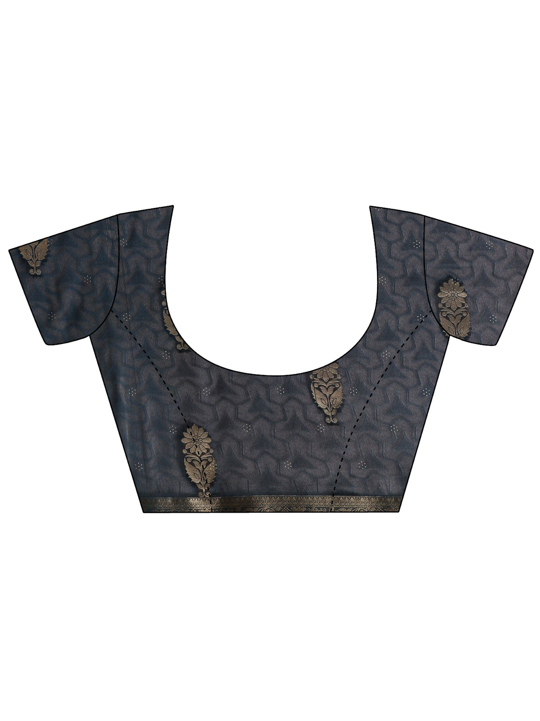 Navy Blue Floral Woven Design Silk Blend Saree With Unstitched Blouse Piece