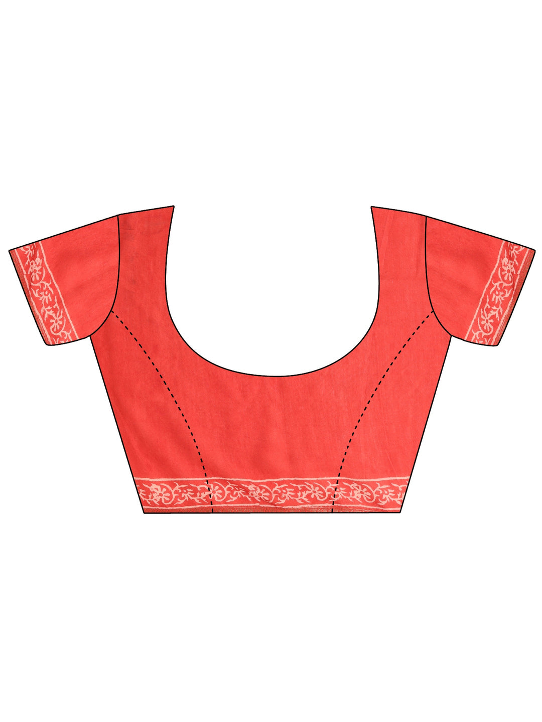 Red Floral Printed Cotton Blend Saree With Unstitched Blouse Piece
