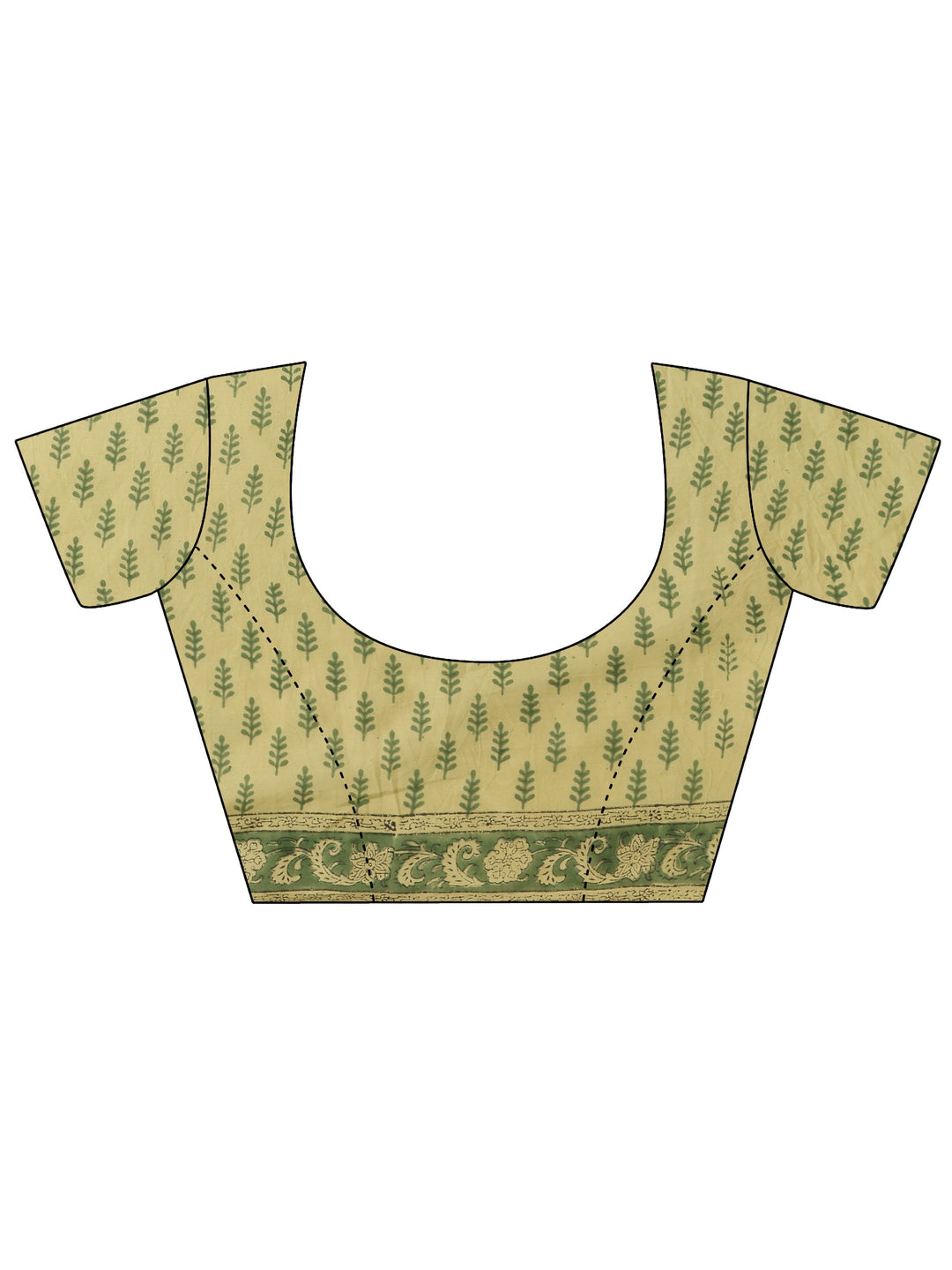 Green Ethnic Motifs Printed Cotton Blend Saree With Unstitched Blouse Piece