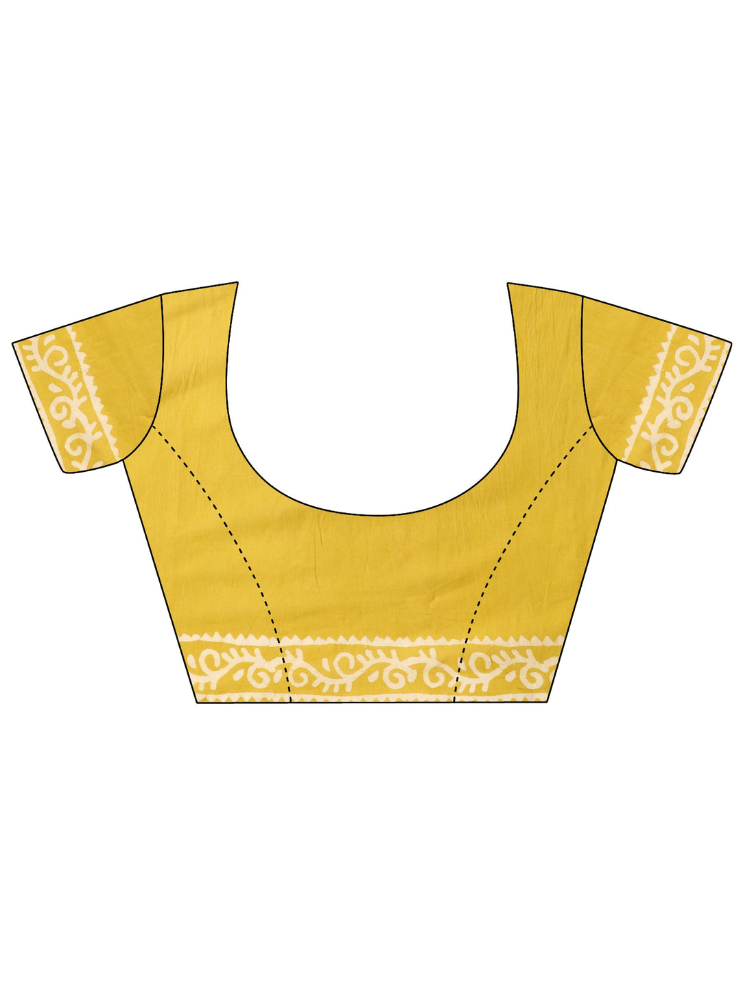 Mustard Printed Cotton Blend Saree With Unstitched Blouse Piece