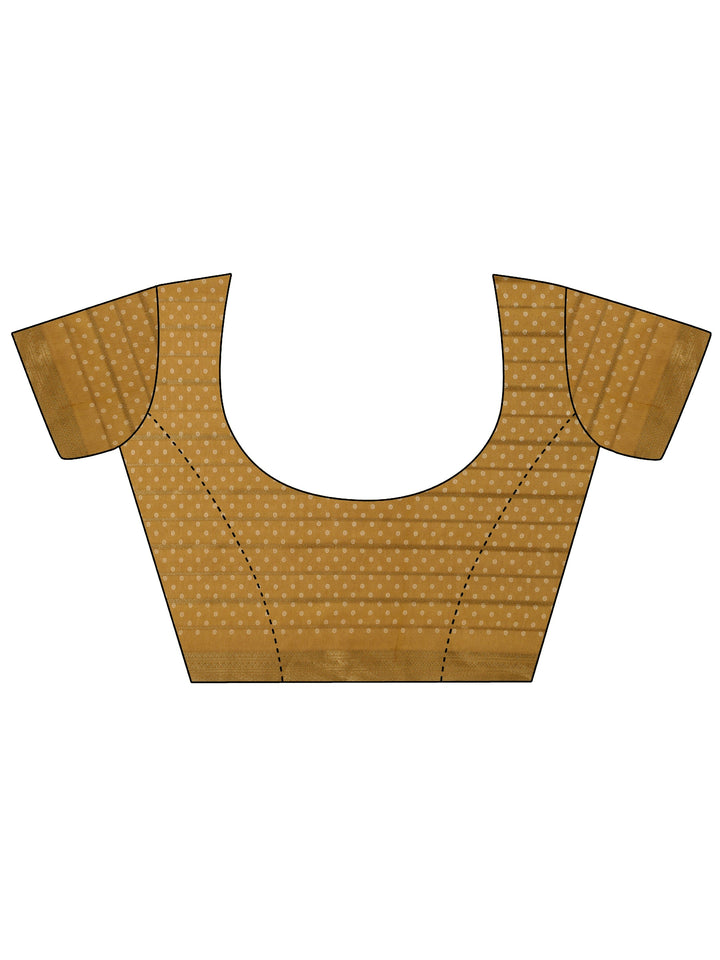 Mustard Floral Printed Silk Blend Saree With Unstitched Blouse Piece