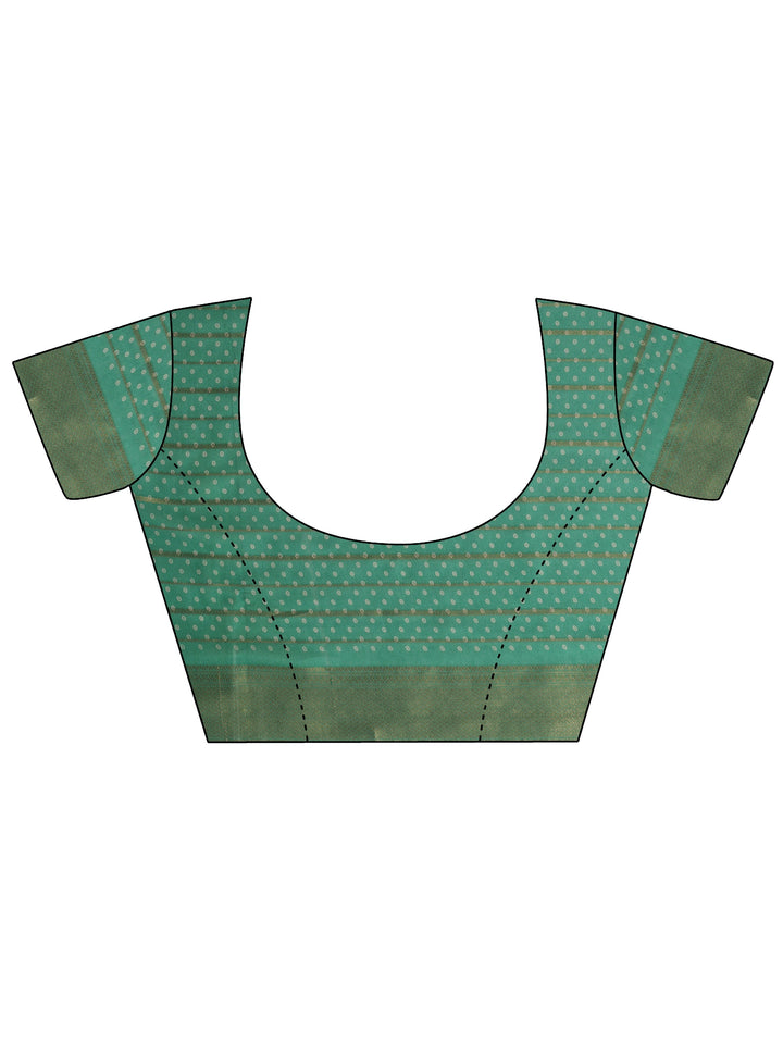 Green Floral Printed Silk Blend Saree With Unstitched Blouse Piece