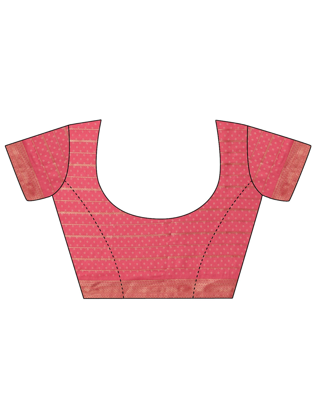 Coral Floral Printed Silk Blend Saree With Unstitched Blouse Piece