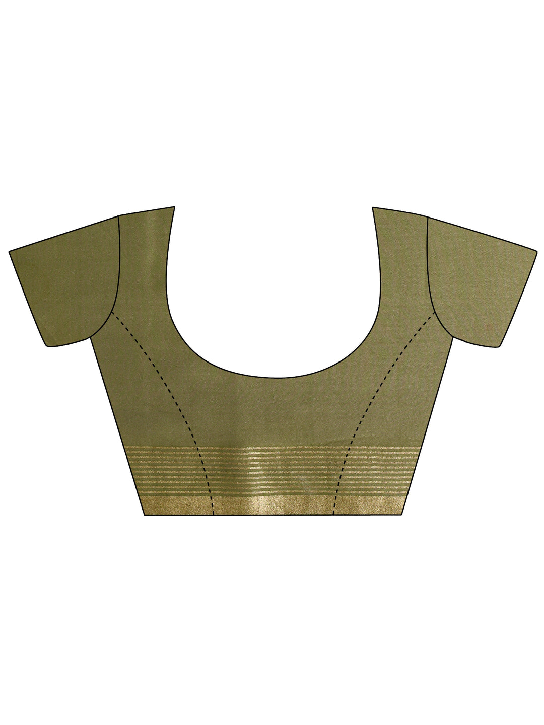 Olive Animal Printed Silk Blend Saree With Unstitched Blouse Piece