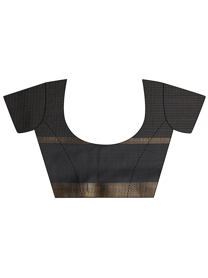 Black Ethnic Motif Woven Design Silk Blend Saree 
With Unstitched Blouse Piece