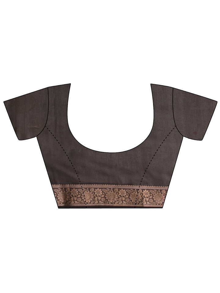 Multi Floral Woven Design Silk Blend Saree With Unstitched Blouse Piece