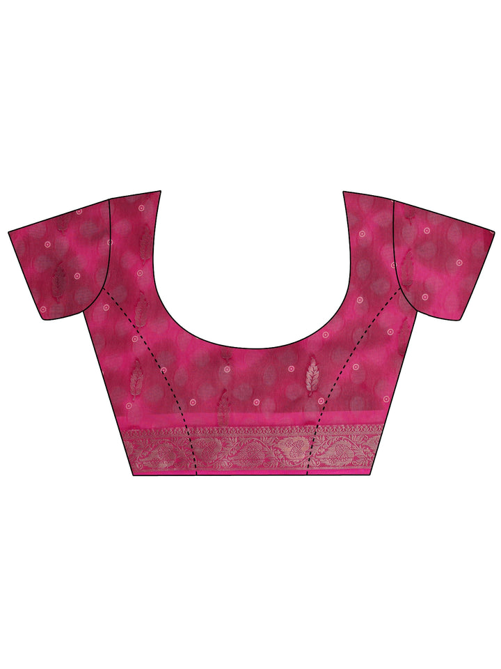 Pink Floral Printed Silk Blend Saree With Unstitched Blouse Piece