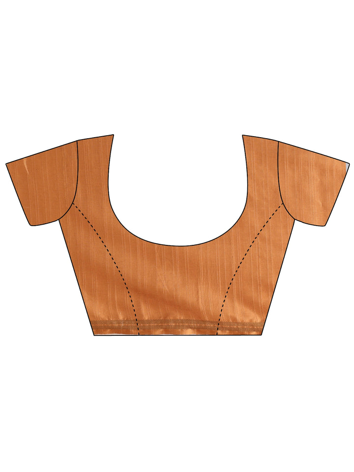 Mustard Printed Silk Blend Saree With Unstitched Blouse Piece