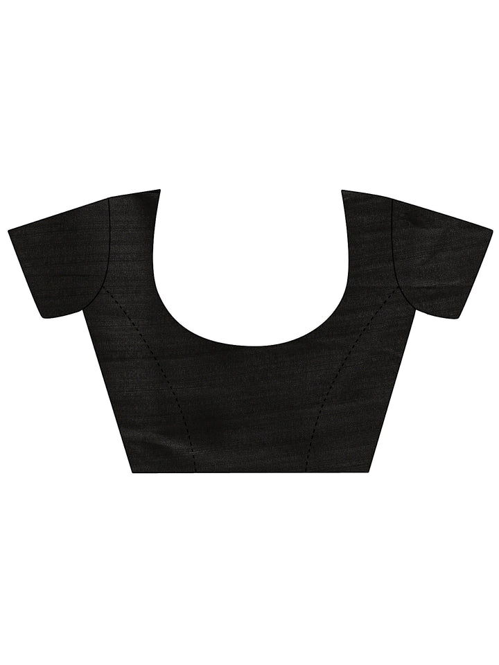 Black Floral Woven Design Silk Blend Saree With Unstitched Blouse Piece