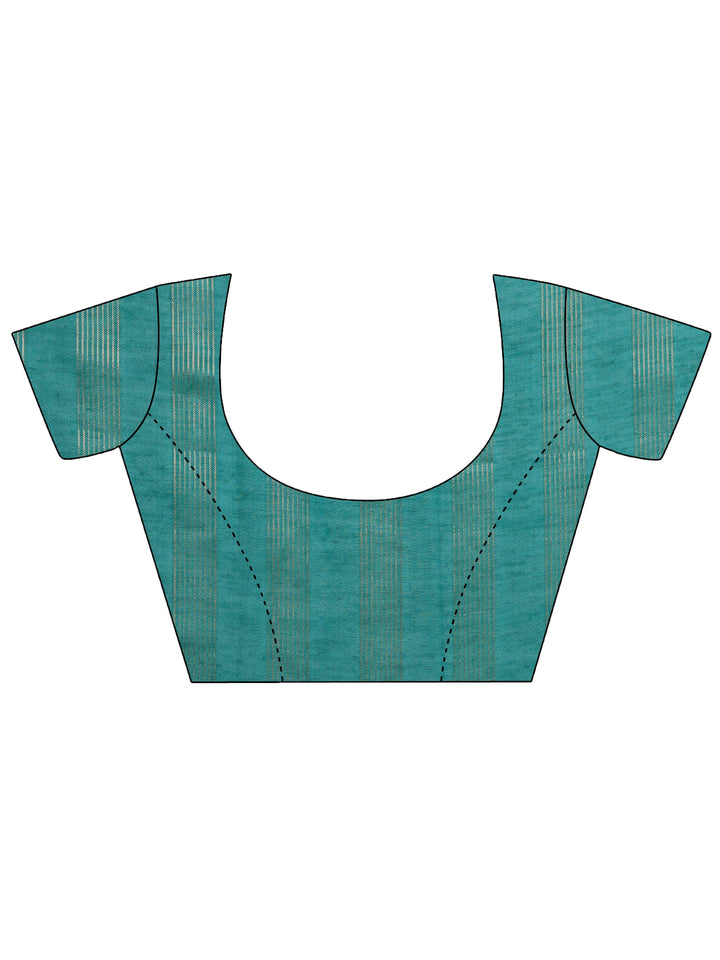 Green Ethnic Woven Silk Blend Saree 
With Unstitched Blouse Piece