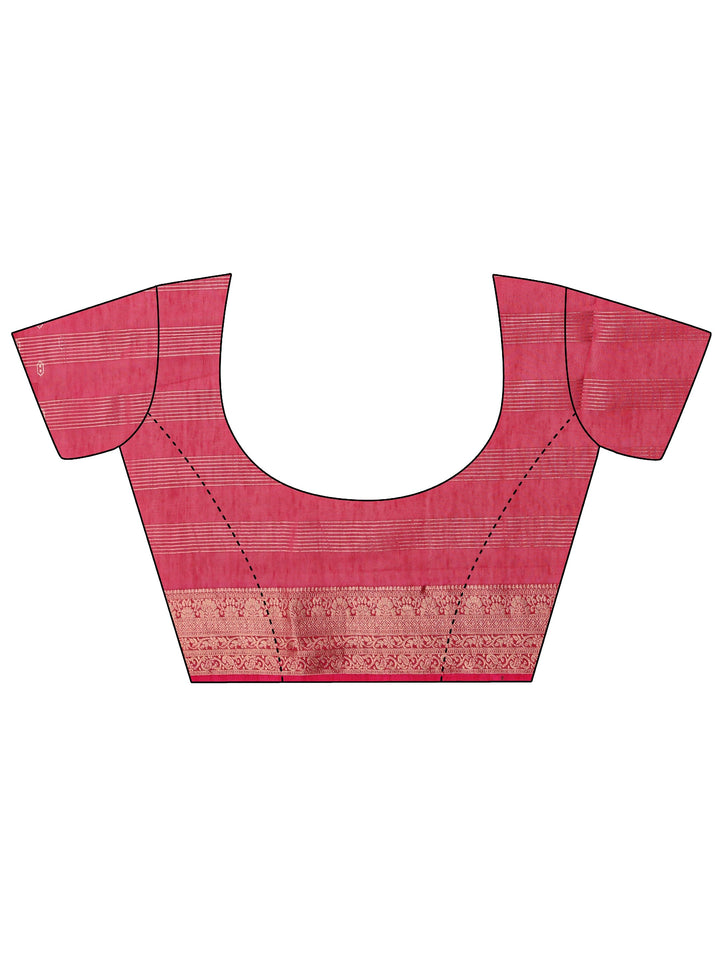 Pink Ethnic Woven Design Silk Blend Saree With Unstitched Blouse Piece