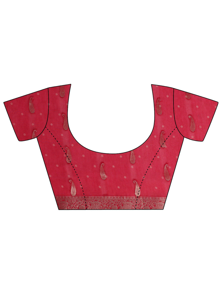 Pink Woven Design Paisley Silk Blend Saree With Unstitched Blouse Piece