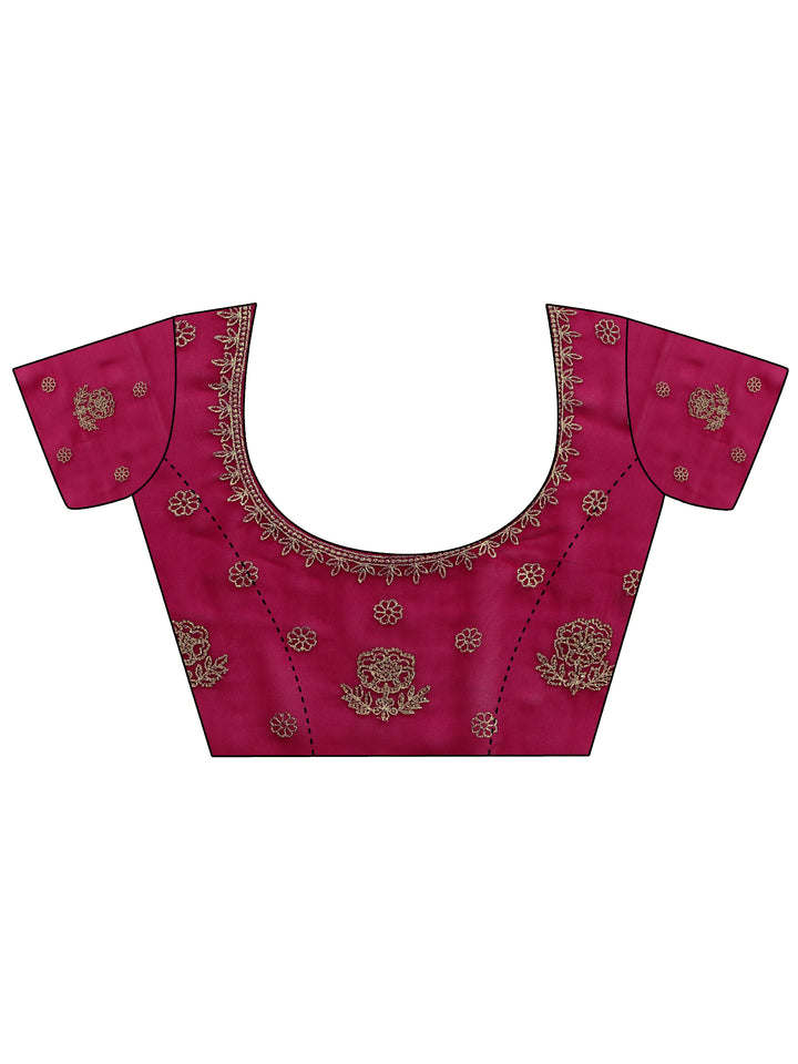 Libas Art Pink Embellished Silk Blend Saree With Unstitched Blouse Piece