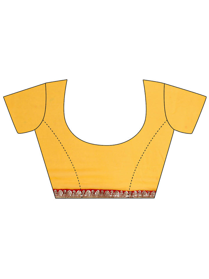 Yellow Bandhani Printed Silk Blend Saree With Unstitched Blouse Piece