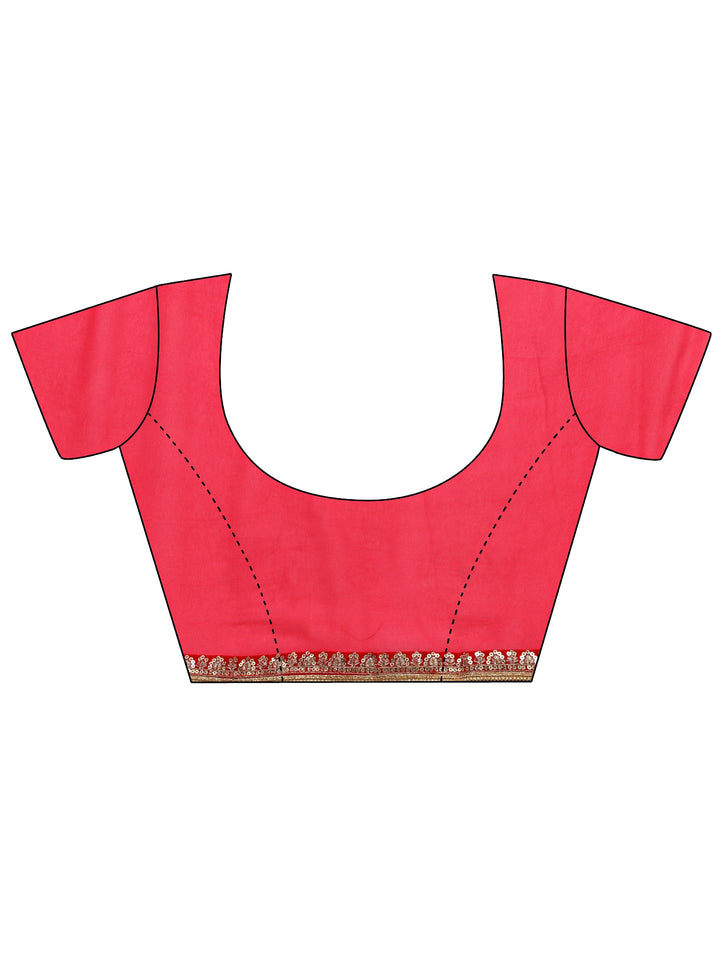 Pink Bandhani Printed Silk Blend Saree With Unstitched Blouse Piece