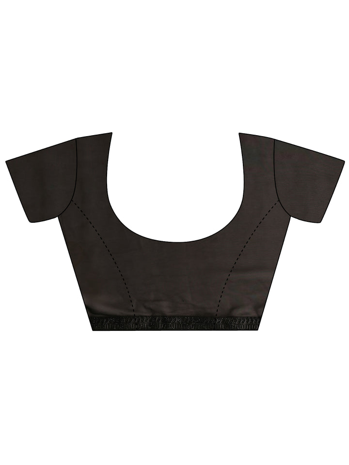 Black Floral Embellished Silk Blend Saree 
With Unstitched Blouse Piece