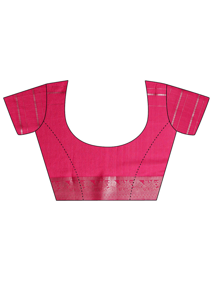 Pink Floral Woven Design Silk Blend Saree With Unstitched Blouse Piece