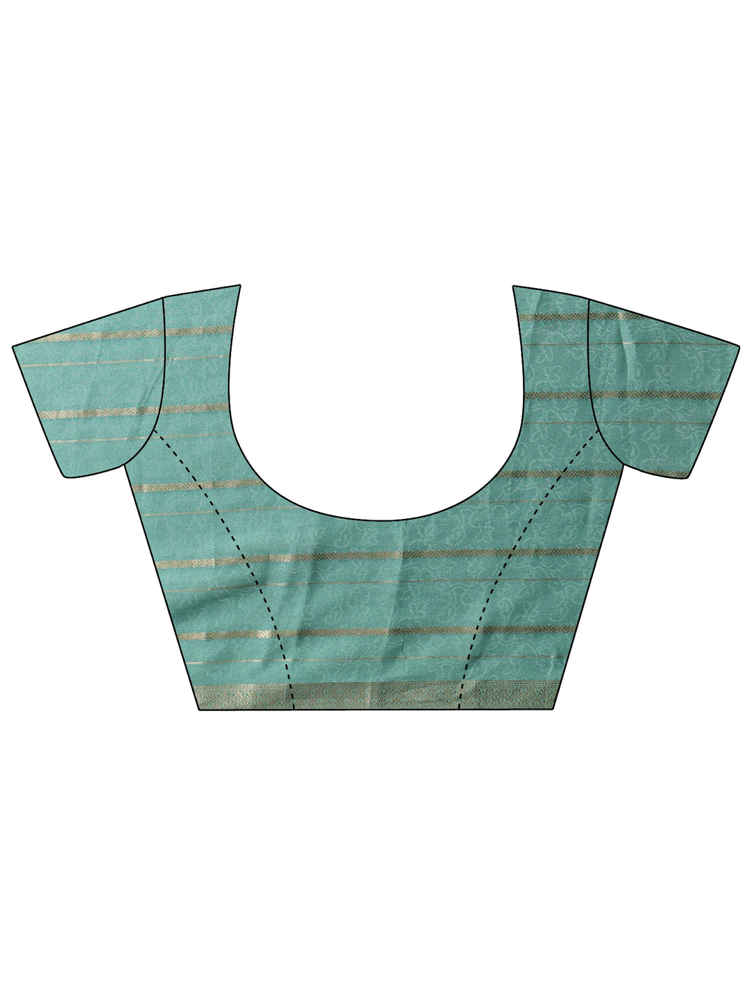 Green Striped Printed Pallu Silk Blend Saree 
With Unstitched Blouse Piece