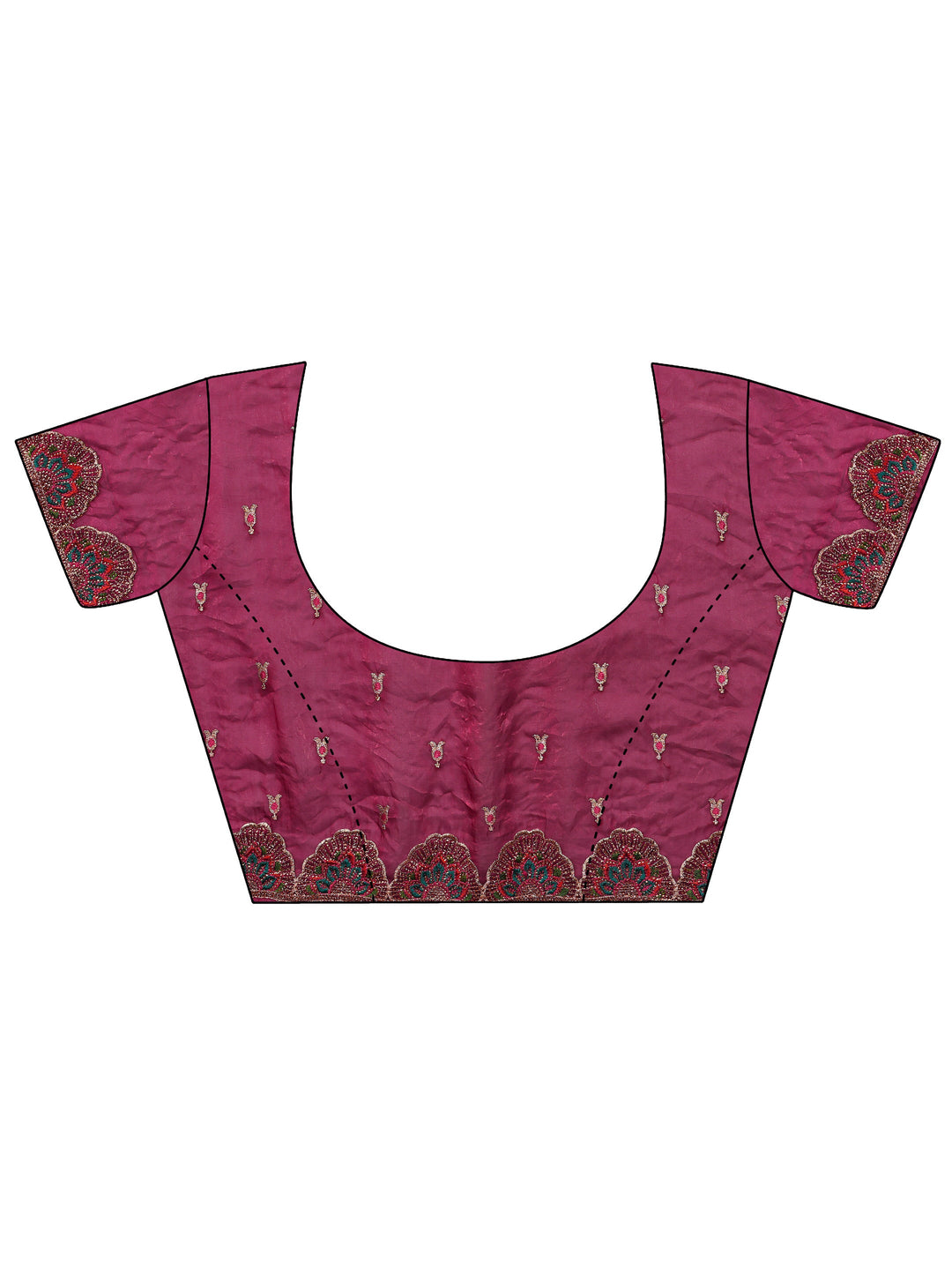Burgundy Embroidered Silk Blend Saree 
With Unstitched Blouse Piece