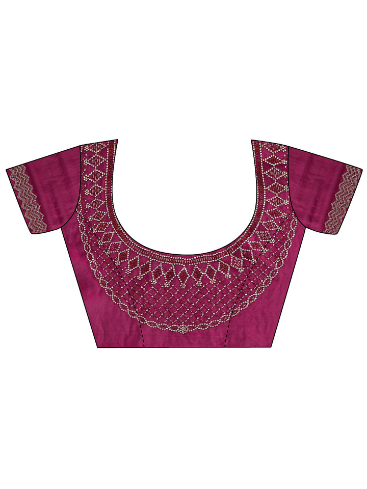 Magenta Embellished Silk Blend Saree
With Unstitched Blouse Piece