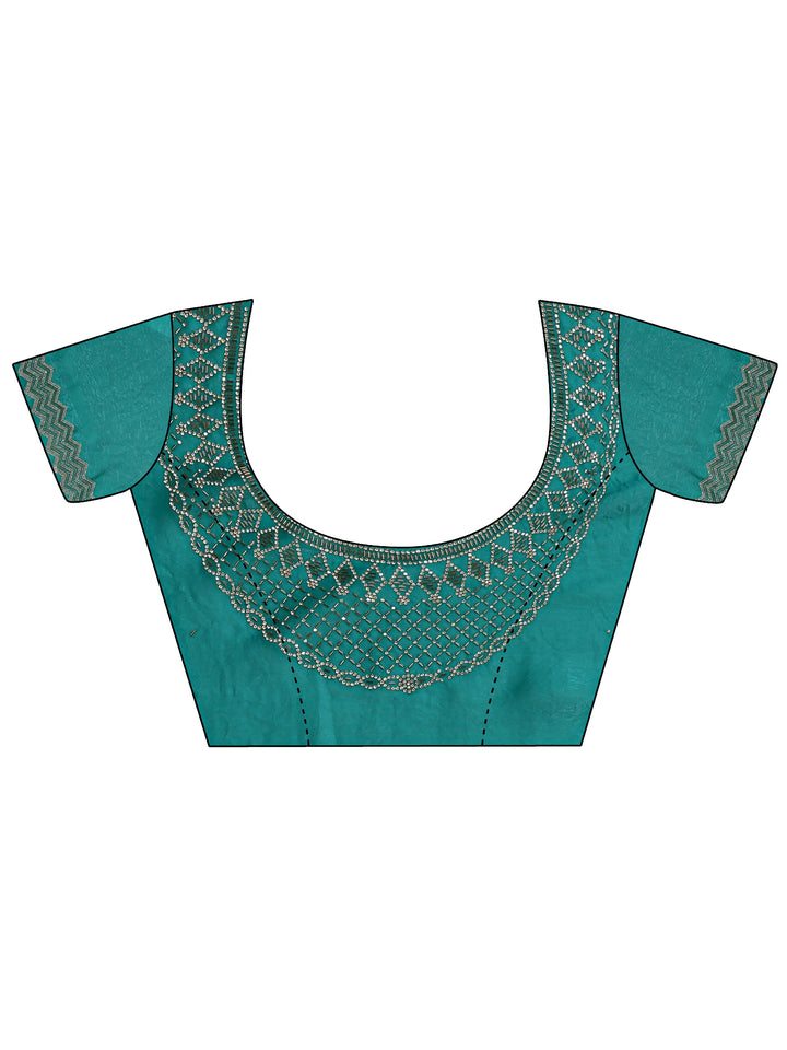 Green Embellished Silk Blend Saree
With Unstitched Blouse Piece