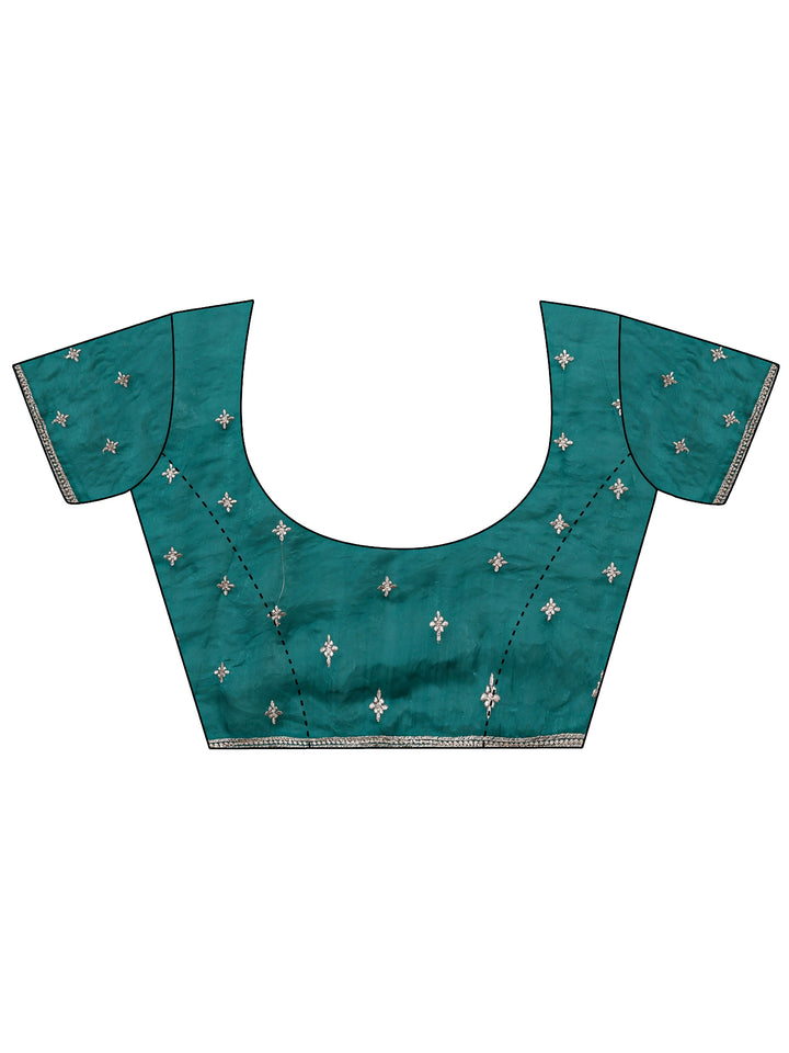 Green Embellished Silk Blend Saree
With Unstitched Blouse Piece