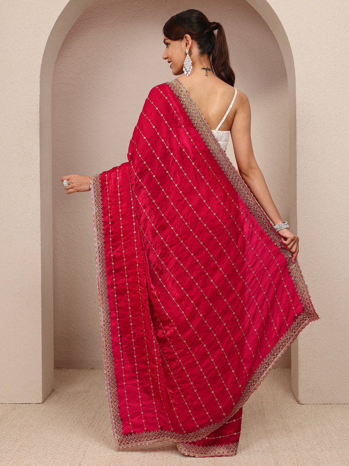 Red Embellished Silk Blend Saree
With Unstitched Blouse Piece