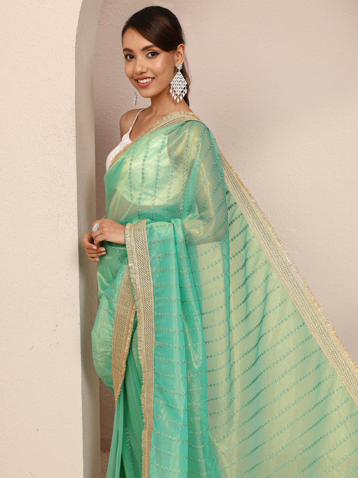 Green Embellished Silk Blend Saree
With Unstitched Blouse Piece