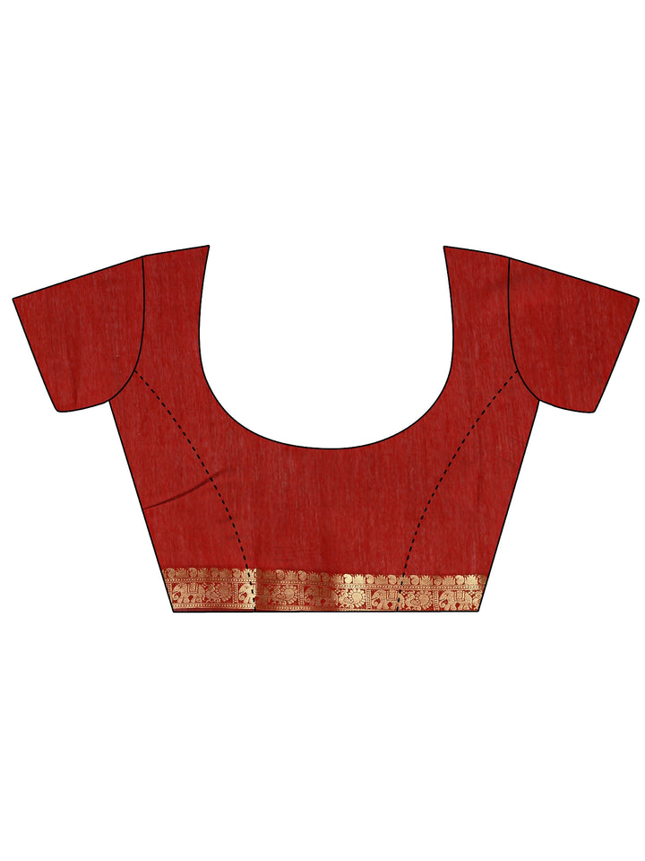 Mustard Silk Blend Patola Saree With Unstitched Blouse Piece