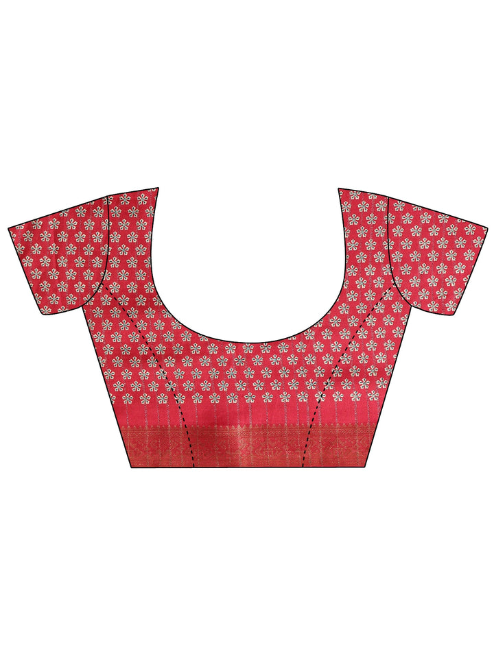 Beige Ethnic Printed Silk Blend Saree 
With Unstitched Blouse Piece