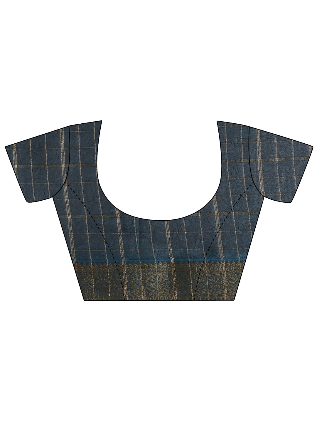 Navy Blue Patola Silk Blend Saree 
With Unstitched Blouse Piece