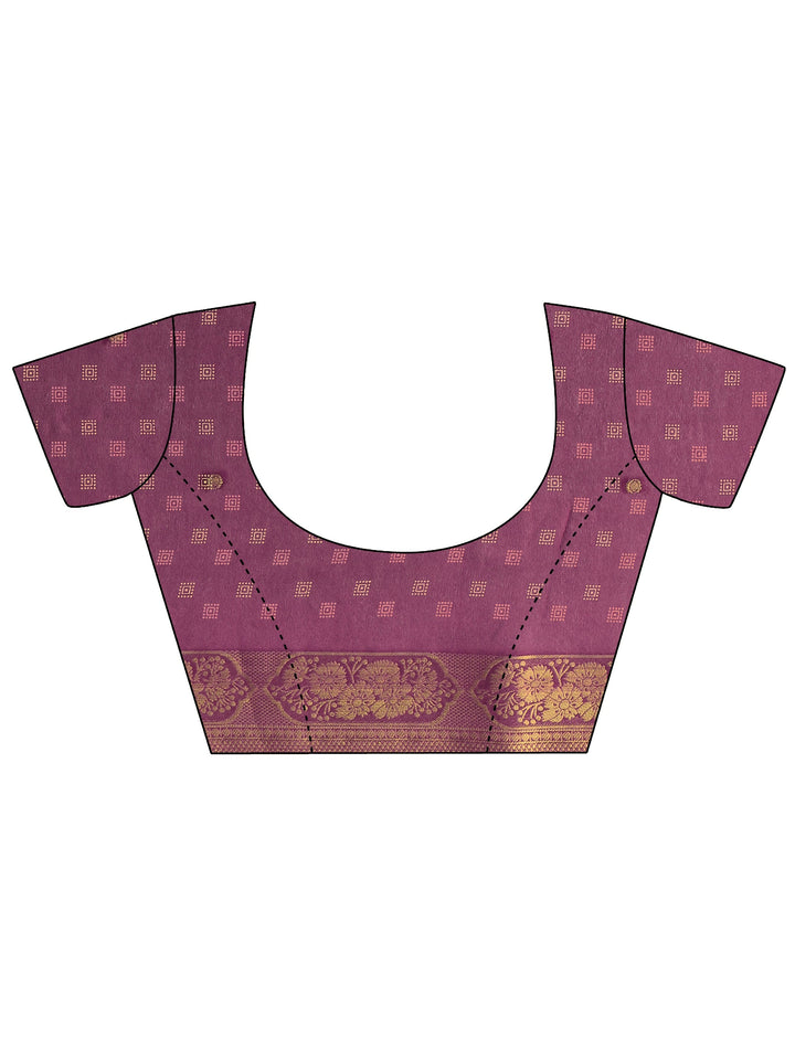 Burgundy Floral Printed Silk Blend Saree 
With Unstitched Blouse Piece