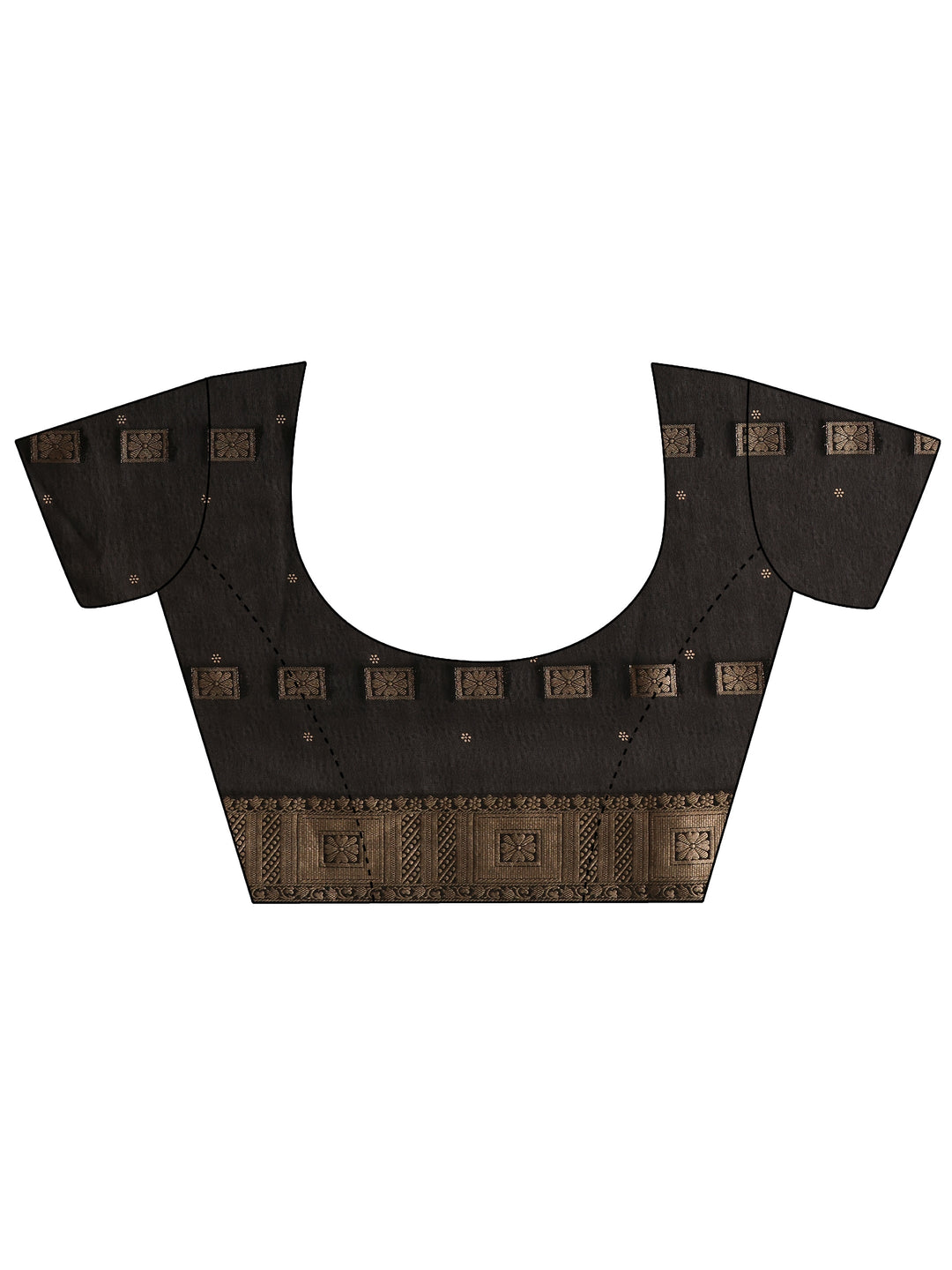 Black Floral Woven Design Silk Blend Saree 
With Unstitched Blouse Piece