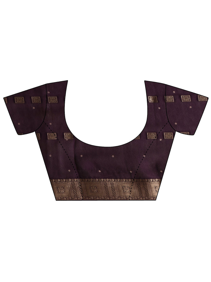 Purple Floral Woven Design Silk Blend Saree 
With Unstitched Blouse Piece