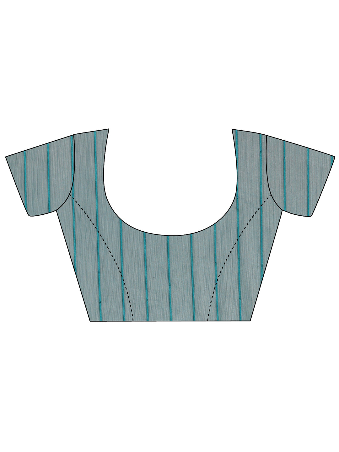 Teal Striped Embellished Silk Blend Saree With Unstitched Blouse Piece