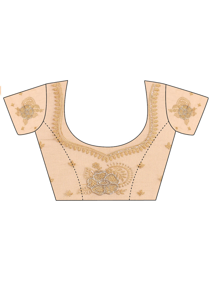 Yellow Embellished Tissue Saree With Unstitched Blouse Piece
