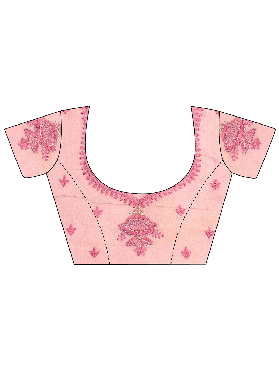 Pink Embellished Tissue Saree With Unstitched Blouse Piece