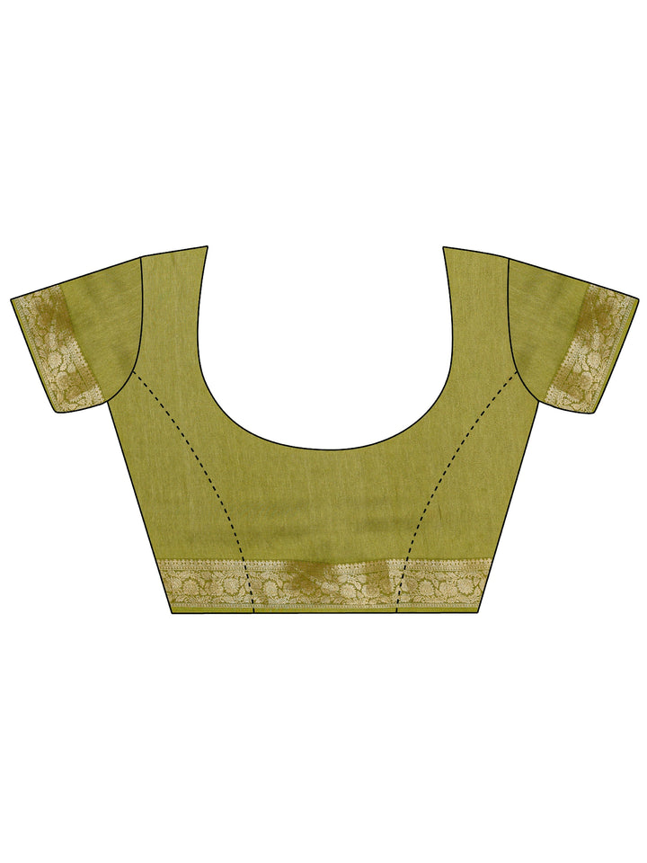 Green Quirky Printed Silk Blend Saree With Unstitched Blouse Piece