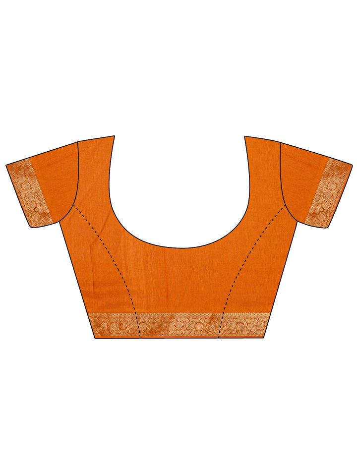 Orange Quirky Printed Silk Blend Saree With Unstitched Blouse Piece